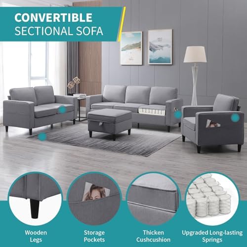 BALUS 78.4" W 3 Piece Living Room Sofa Set - Image 2