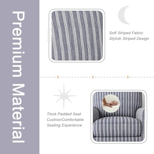 INZOY Swivel Accent Chair Linen Mid Century Modern Chair, Comfy Swivel Barrel - Image 5