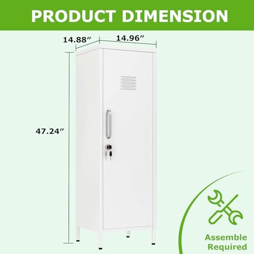 PAOFIN 47" Metal Storage Locker, Lockable Employees Metal Locker - Image 3