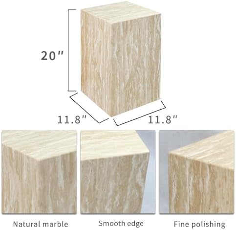 Travertine Side Table Modern Square Stone End Table - Image 2