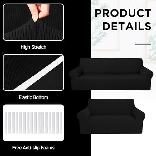Peryiter 2 Pcs Couch and Loveseat Sofa Covers - Image 4