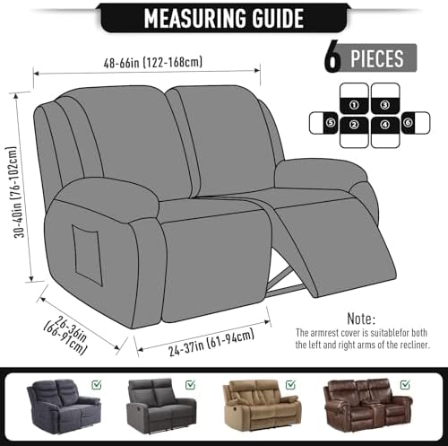 TAOCOCO Stretch Loveseat Recliner Covers 6 Piece - Image 5