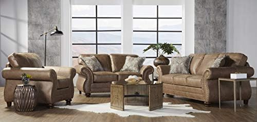 Roundhill Furniture Leinster Fabric Upholstered Nailhead 3-Piece Livingroom Set by RoundhillFurniture