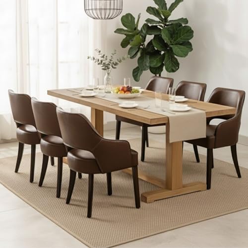 Faux Leather Upholstered Dining Chairs Set of 6 - Image 4