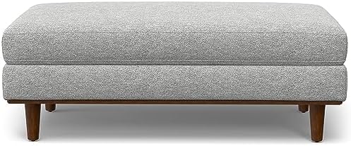 SIMPLIHOME Morrison 49" Wide Woven-Blend Fabric Rectangle Ottoman in Grey - Image 5