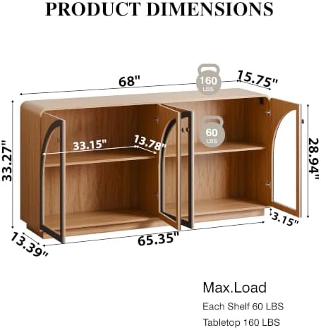 Sideboard Buffet Cabinet with Storage, Credenza Storage Cabinet - Image 2