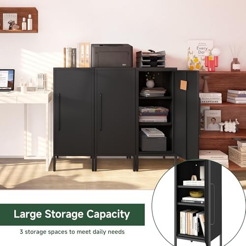 Metal Storage Cabinet with Door & 2 Adjustable Shelves 39.5” Small Storage - Image 3