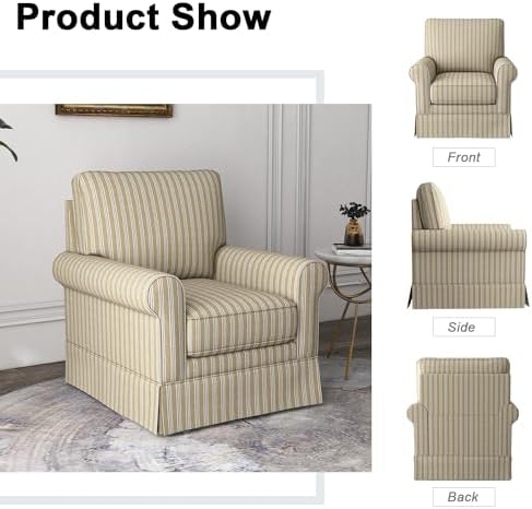 INZOY Swivel Accent Chair Linen Mid Century Modern Chair, Comfy Swivel Barrel - Image 7