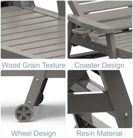 Outdoor Chaise Lounge Chairs, 5-Position Adjustable Backrest, Waterproof - Image 5