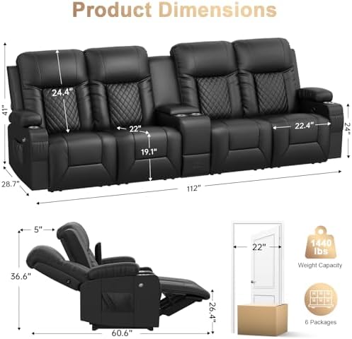 Recliner Sofa, Home Theater Seating - Image 2