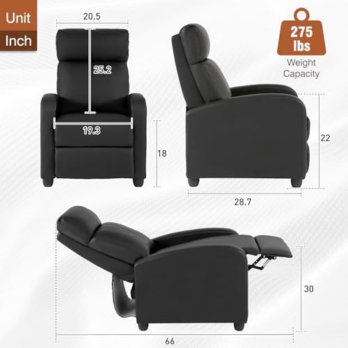 BestMassage Recliner Chair No Massage Function | Leather Black - Image 3