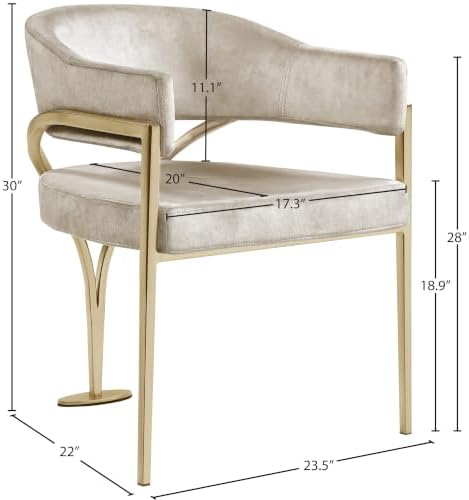 Meridian Furniture 553Stone-C Madelyn Collection Modern | Contemporary Velvet - Image 3