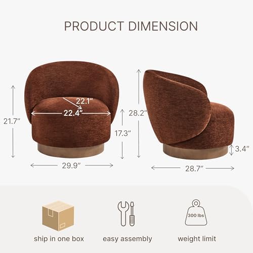 KISLOT Swivel Barrel Accent Chair, Performance Fabric - Image 2