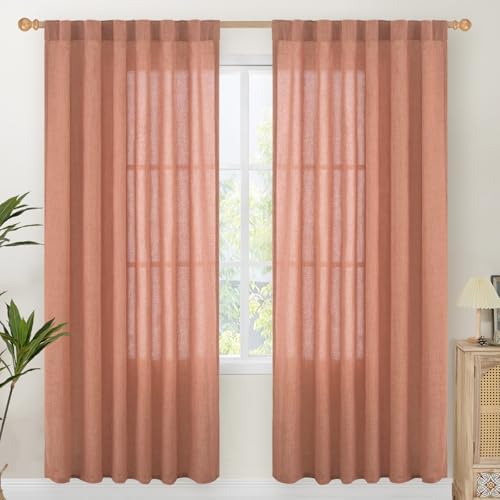 YoungsTex Terracotta Linen Curtains 78 Inch Length by YoungsTex