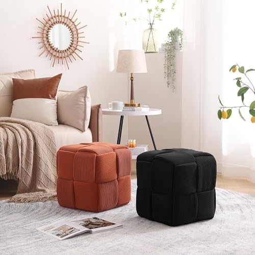 Cmishe 15" Square Woven Corduroy Ottoman Footrest - Image 6