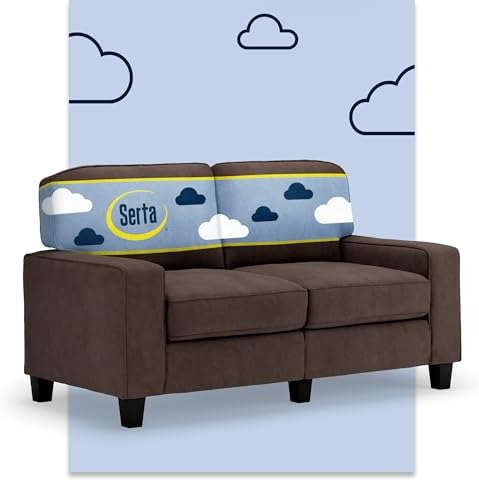 Serta Palisades 61" Track Arm Sofa, Easy Care Polyester, Soft Pillow Back by Serta