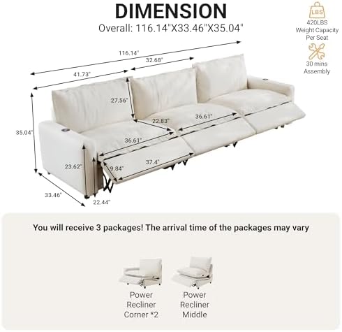 116.14" Power Reclining Sofa - Image 2
