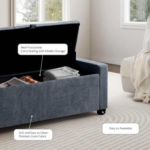 GRAINELL 42.13” Storage Ottoman Bench, Upholstered Tufted Bedroom Bench - Image 5