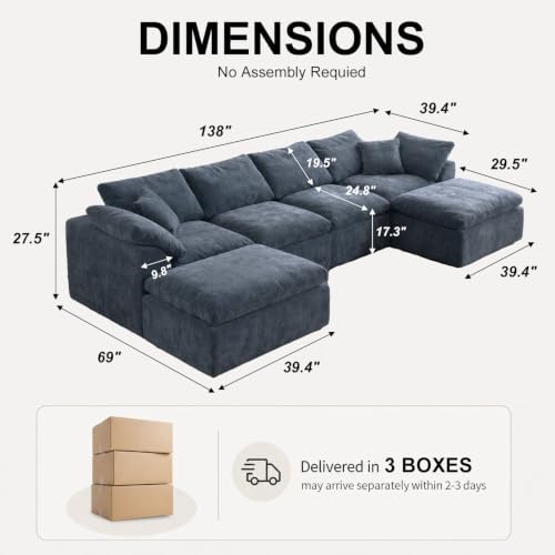 138" Boneless Cloud Couch Sectional - Image 2