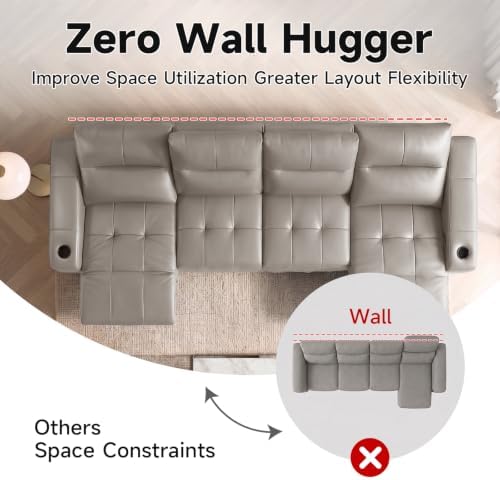 Power Recliner Sofa Genuine Leather Wall Hugger Recliners - Image 4