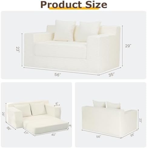 cidludto Convertible Sofa Bed, 3 in 1 Loveseat Folding Couch Bed Foldable - Image 2