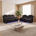 3-Piece Leather Power Recliner Sofa Set, Home Theater Seating by Unknown