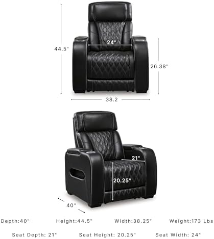 Signature Design by Ashley Leather Power Recliner Chair, Zero Gravity - Image 3