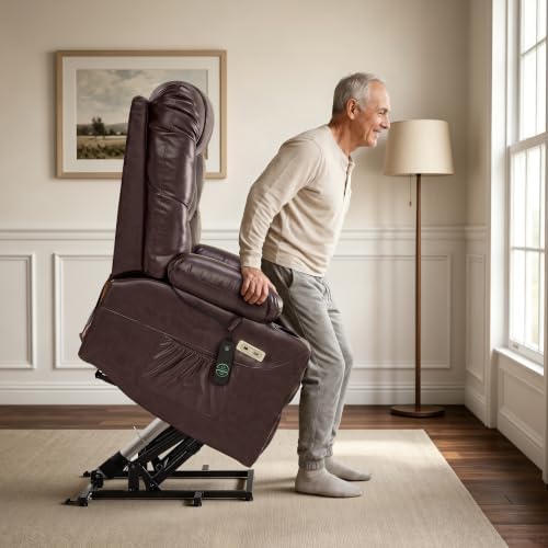 MCombo Power Lift Recliner for Elderly, Leather 7283 - Image 4