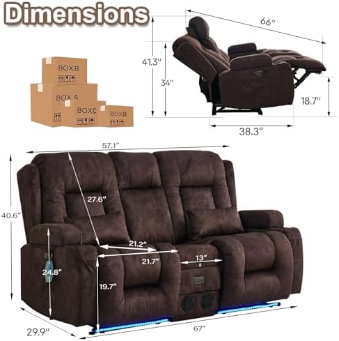TUNYI Power Loveseat Recliner Sofa - Image 2