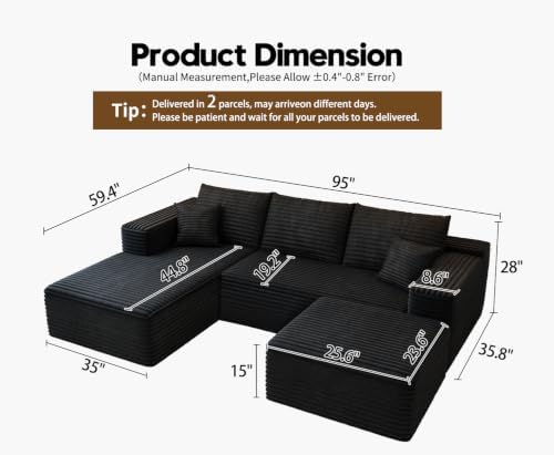 Settab 95" Boneless Couch Modular Sectional Sofa - Image 2