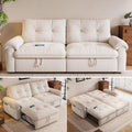 77.2" Sleeper Sofa Bed Full, Pre-Assembled Flannel Pull Out Sofa by Tabaray