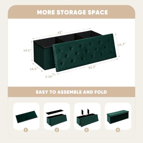 PINPLUS Folding Storage Ottoman Bench - Image 3