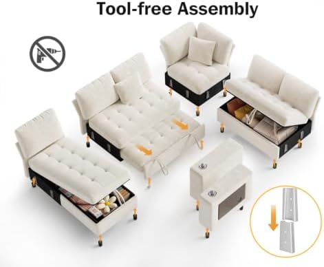 Vipbear 111" Modular Sectional Sleeper Sofa - Image 4