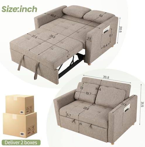SEJOV Loveseat Sleeper, 3-in-1 Convertible Sofa Bed Pull Out - Image 3