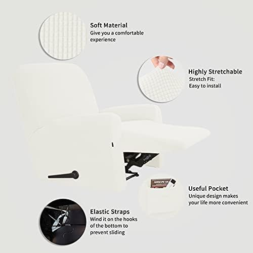 Easy-Going 4 Pieces Oversized Recliner Stretch Chair Slipcover Cream - Image 5