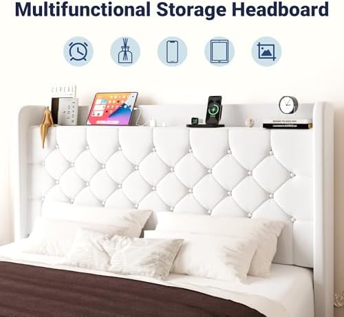 Allewie King Size Bed Frame, Storage Headboard & Charging Station - Image 4