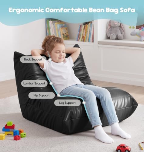 Hobestluk Bean Bag Chair Leather Togo Sofa Memory Foam - Image 3