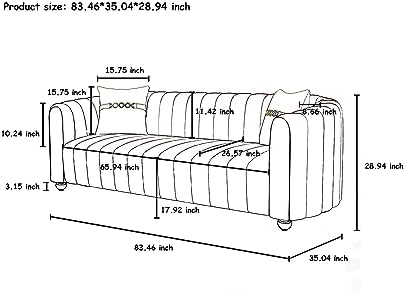 3-Piece Black Velvet Tufted Sofa Set - Image 2