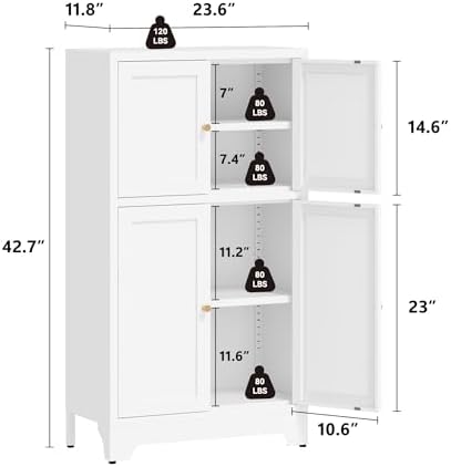 Metal Bathroom Storage Cabinet, Freestanding Storage Cabinets - Image 2