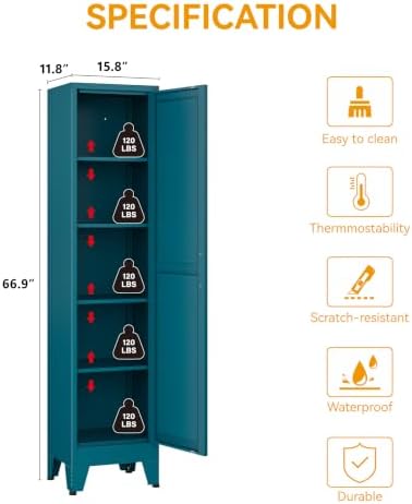 COFaR Tall Bathroom Cabinet, Metal Farmhouse Narrow Slim Storage Cabinet - Image 3