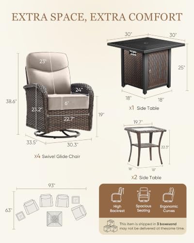 Belord Upgraded 6“ Cushion Luxury 7 Piece Patio Furniture Set - Image 2