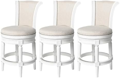 Maven Lane Pullman Counter Stool, Cream Solid Wood Frame by Unknown