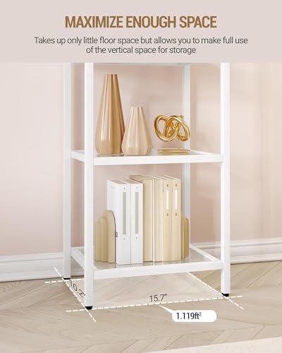 Hzuaneri Bookcase Bookshelf, Tempered Glass Bookshelves - Image 5
