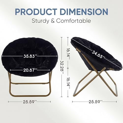 DUMOS Comfy Saucer Chairs Cozy Faux Fur Soft Lounge Cute Folding Bedroom Living - Image 3