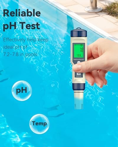 Pawfly Pool Salt Tester & pH Meter, 5 in 1 pH Salinity TDS EC & Temperature - Image 5