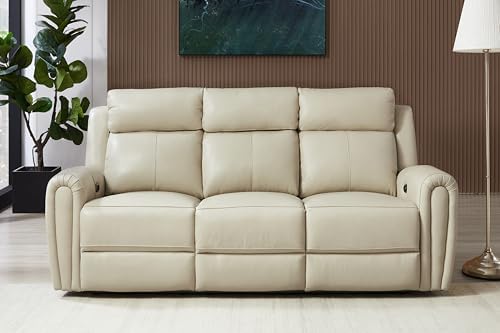 THSUPER Beige Genuine Leather Power Recliner Sofa Couch Set - Image 5