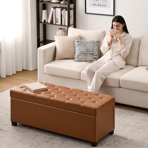 Living&Giving Leather Storage Ottoman Bench - Image 4