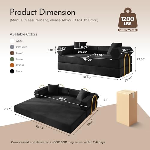 79" Convertible Sofa Bed, Boneless Couch - Image 2