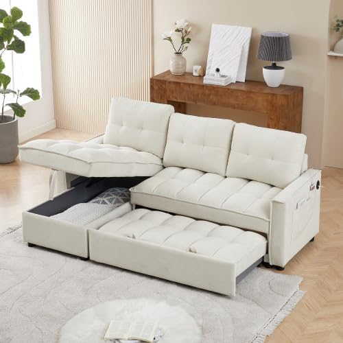71" L Shaped Queen Pull Out Sofa Bed - Image 2