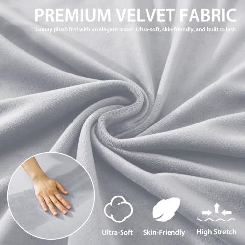 XINEAGE Velvet Armless Futon Cover, Stretch Pet Futon Slipcover, Sliver Grey - Image 4